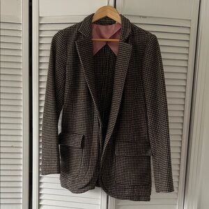 Eddie Bauer Houndstooth Pea Coat - Black and Brown
